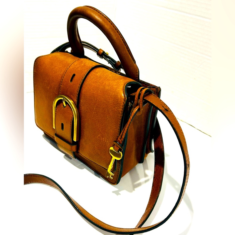 Fossil leather crossbody top handle purse - Picture 2 of 15